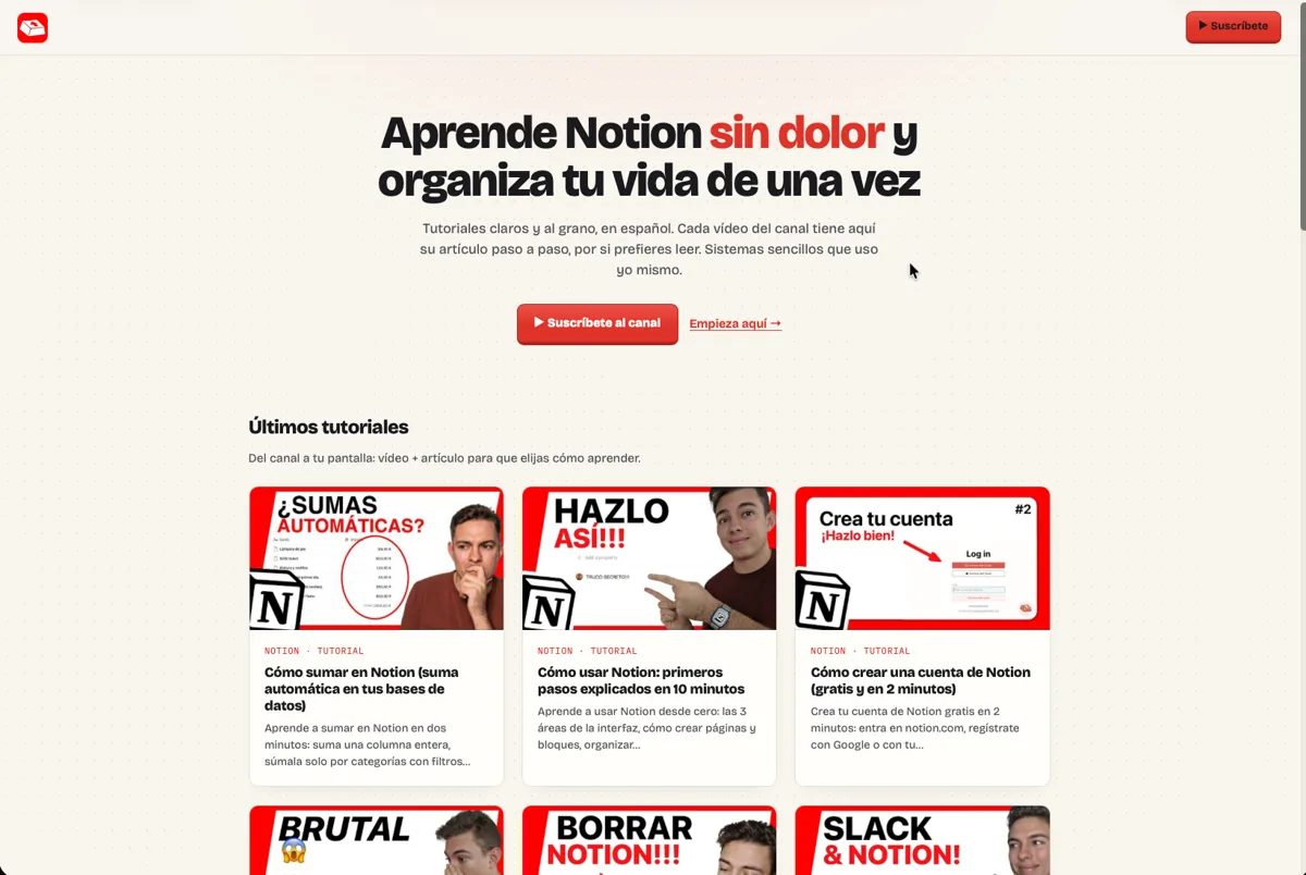 Web de canal de youtube